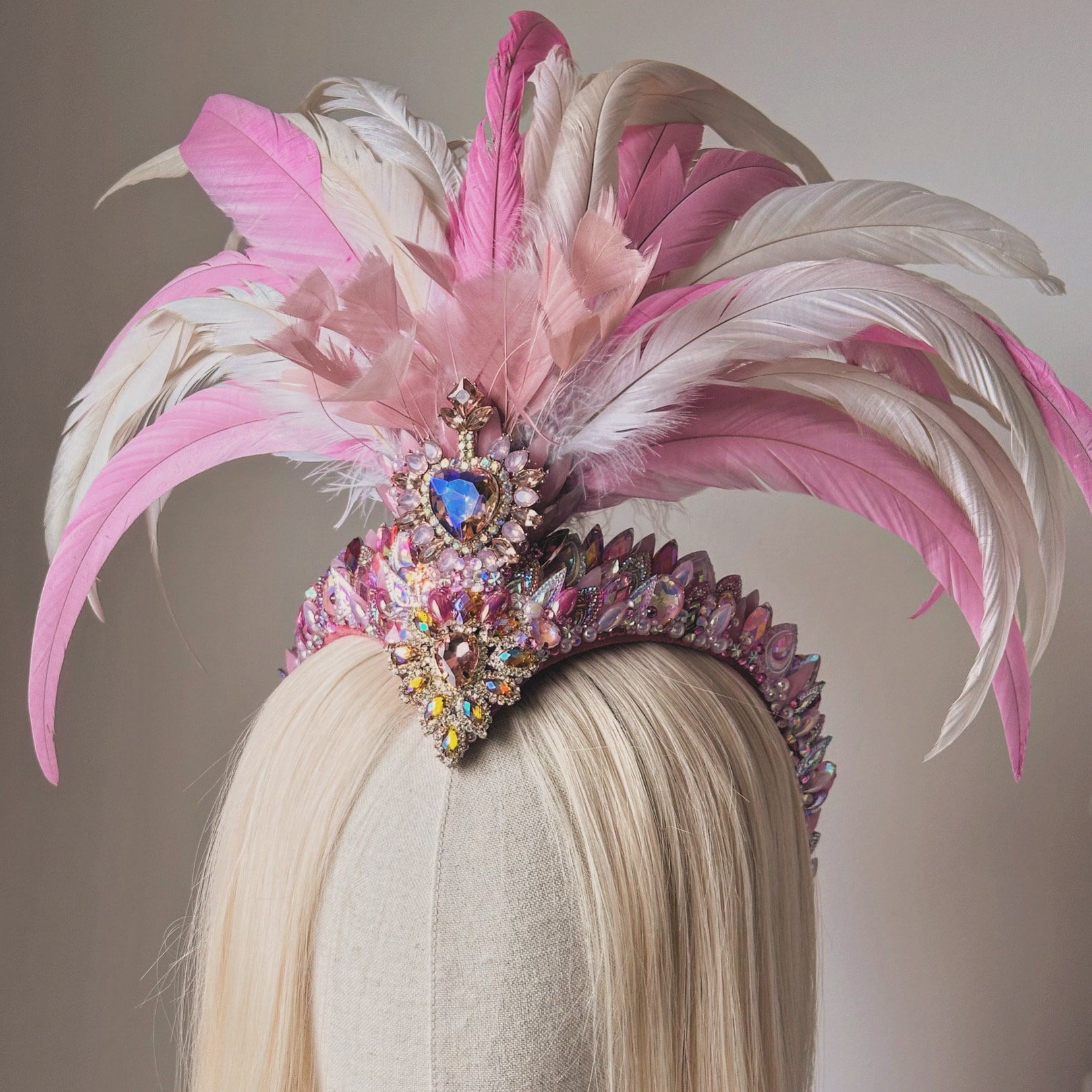 The Flamingo Pink Feather Crown - Showgirl - Carnival Crown  display picture 1