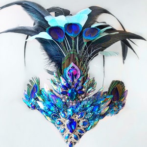 The peacock feather crown - showgirl - carnival crown - festival Crown - hen party - fancy dress - made to order