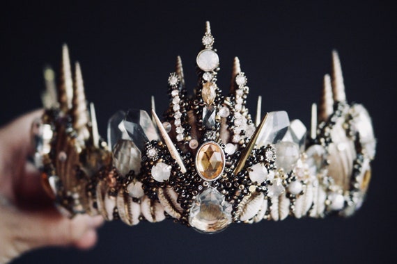 The King Triton Mermaid Crown / headband / crystal shell Etsy.