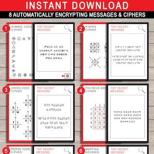 Secret Agent Codes & Ciphers - Printable Decoders, Top Secret Spy Birthday Party Games - Automatic Encryption Spy Kit for Kids Download