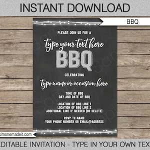 BBQ Invite Template Printable Invitation birthday party backyard housewarming congratulations baby shower INSTANT DOWNLOAD image 1