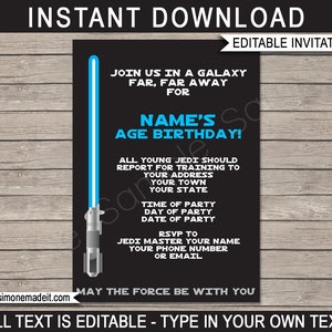 Star Wars Party Invitation - Star Wars Birthday Party Invite - Blue - INSTANT DOWNLOAD with EDITABLE text - you personalize at home