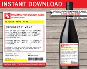 teacher wine bottle labels printable rx prescription template for school teacher principal end of year gift editable text download - fortnite chug jug labels free