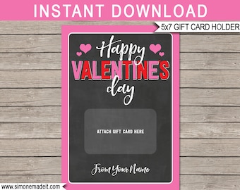 Valentines Day Gift Card Holder Printable Template - Last minute gift for kids, family, wife, husband - INSTANT DOWNLOAD with EDITABLE Name