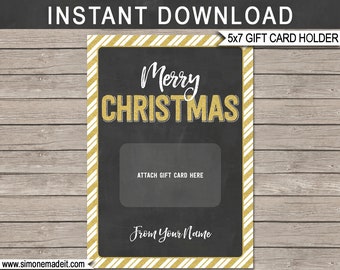 Printable Christmas Gift Card Holder Template - Merry Christmas - INSTANT DOWNLOAD - EDITABLE Name - teacher neighbor friend family child