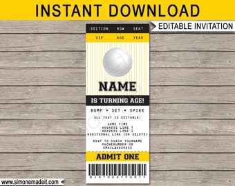 Volleyball Ticket Invitation Template: Editable Birthday Party Invite (Digital Download)