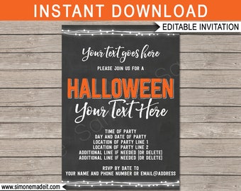 Halloween Party Invite Template - Printable Invitation - INSTANT DOWNLOAD with EDITABLE text - you personalize at home