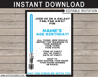 Star Wars Birthday Party Invitation: Editable Text (Instant Download)