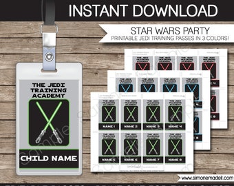 Star Wars Jedi Training Passes Printable Template - Birthday Party Games - INSTANT DOWNLOAD - EDITABLE text - you personalize Adobe Reader