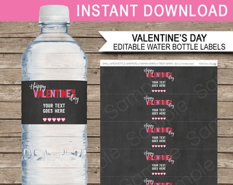Valentine Water Bottle Labels: Editable Party Decorations (PDF)