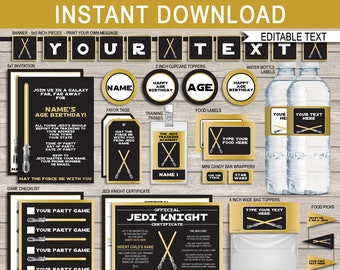 Gold Star Wars Birthday Party Decorations: DIY Jedi Theme (Printable)
