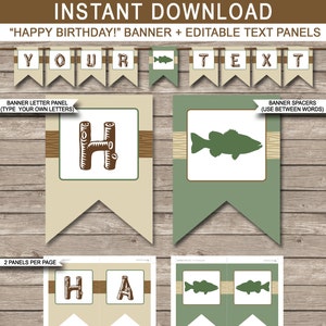 Gone Fishing Fish Banner Fish on a Line Instant Download 