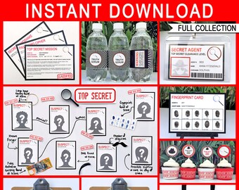 Spy Birthday Party Badge Secret Agent Badge Printable Id Etsy