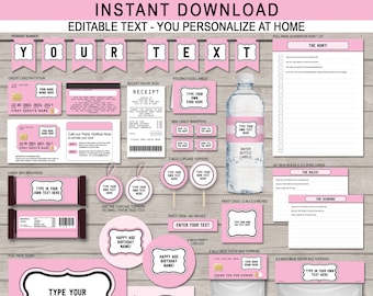 Mall Scavenger Hunt Party: Editable Invitations & Decorations (Instant Download)
