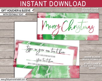 Christmas Tie Dye Gift Voucher Certificate Card Template - Custom Gift Reveal Idea - INSTANT DOWNLOAD - EDITABLE text - Gift Experience