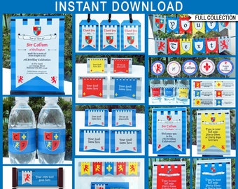 Knight Birthday Party Decorations: Editable Medieval Theme (Digital Download)