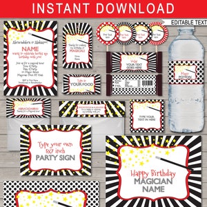 Magic Birthday Party Decorations: Editable Magician Invitation (Digital Download)