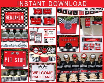 Race Car Birthday Party Decorations & Invitation Bundle (INSTANT DOWNLOAD)