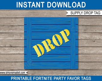 supply drop favor tags thank you tags birthday party decorations video game theme printable template instant download - fortnite bandage printable