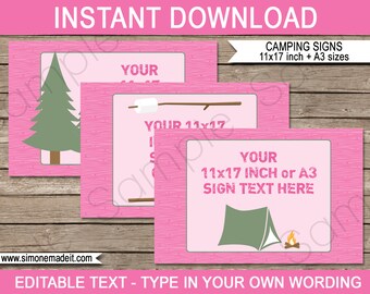 Campground Signs Camping Party Printables Instant Digital | Etsy