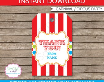 circus favor tags etsy