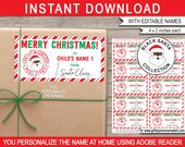 Black Santa Gift Tags Printable Template - Santa's Workshop Stickers Labels - INSTANT DOWNLOAD with EDITABLE Names Il_170x135