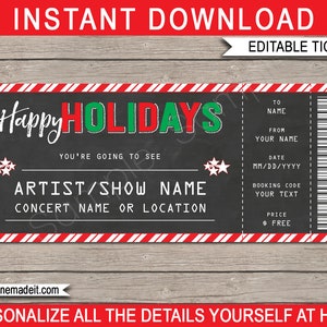 Druckbare Konzertkarte Vorlage - Urlaubsgeschenk - Surprise Show Band Artist Festival - Gefälschte Karte - INSTANT DOWNLOAD - EDITIERBARER Text