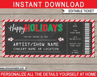 Printable Concert Ticket template - Holiday Gift - Surprise Show Band Artist Festival - Fake Ticket - INSTANT DOWNLOAD - EDITABLE text
