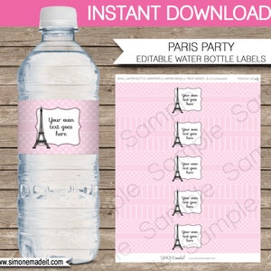 Paris Theme Party Templates with Invitation Printable Girls Birthday Decoration Bundle Pack Package Set Kit Collection DIY EDITABLE TEXT image 8