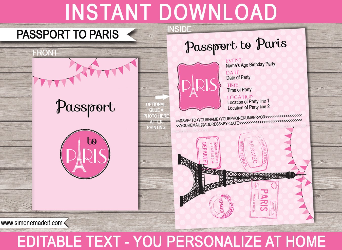 paris passport invitations printable paris invite paris etsy paris passport invitations