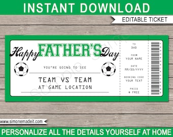 Vaderdagcadeau voetbalticket: bewerkbare voucher (digitale download)