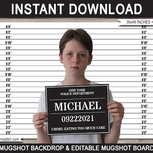 Mugshot Backdrop & Sign Board - Police Lineup - CSI - Cops and Robbers - Stag - Bachelorette - INSTANT DOWNLOAD - Pdf - 36x48" + A0 sizes