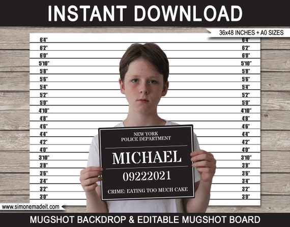 Mugshot Backdrop & Sign Board - Police Lineup - CSI - Cops and Robbers - Stag - Bachelorette - INSTANT DOWNLOAD - Pdf - 36x48" + A0 sizes Il_570xn