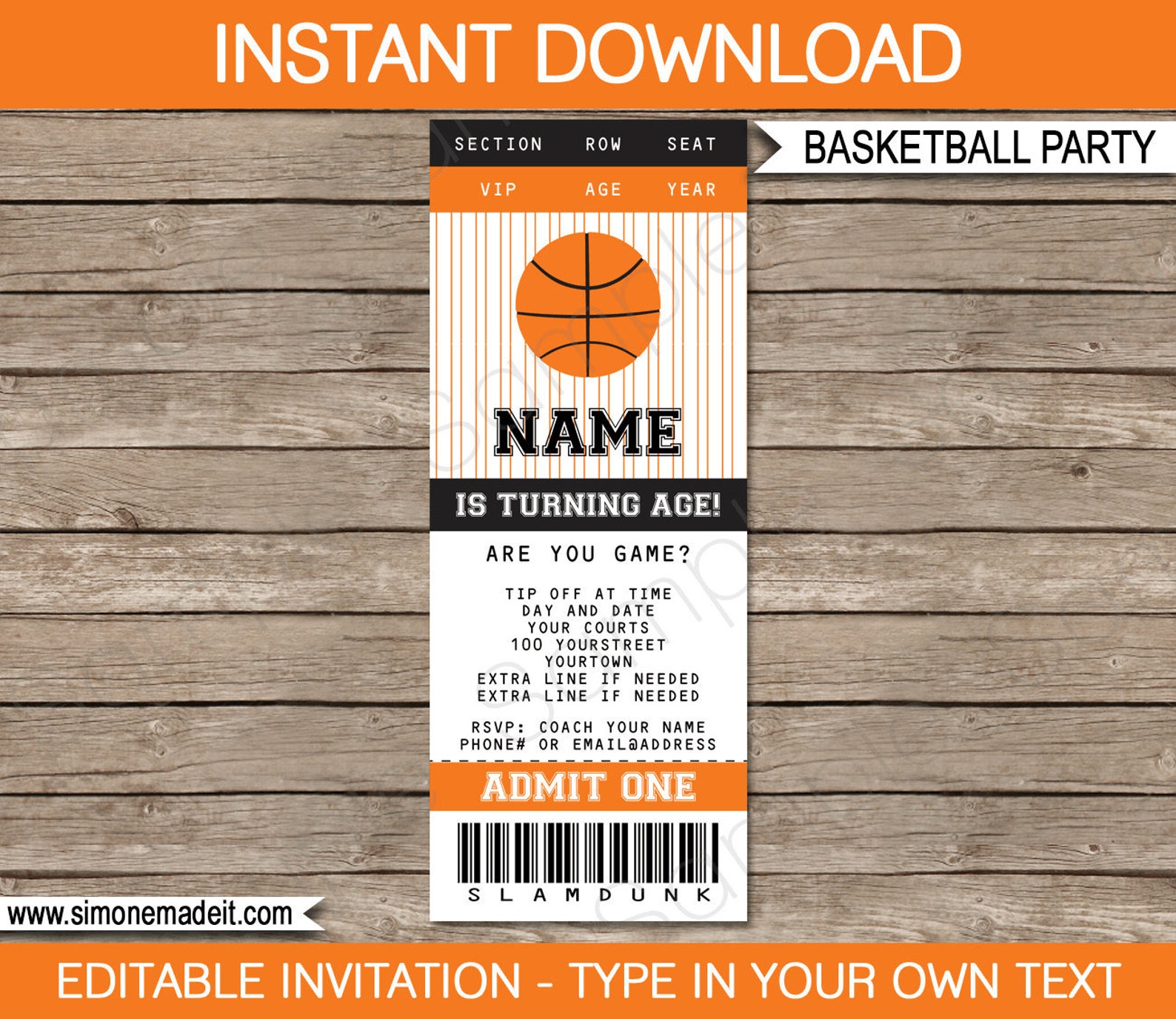 Free Printable Basketball Ticket Template