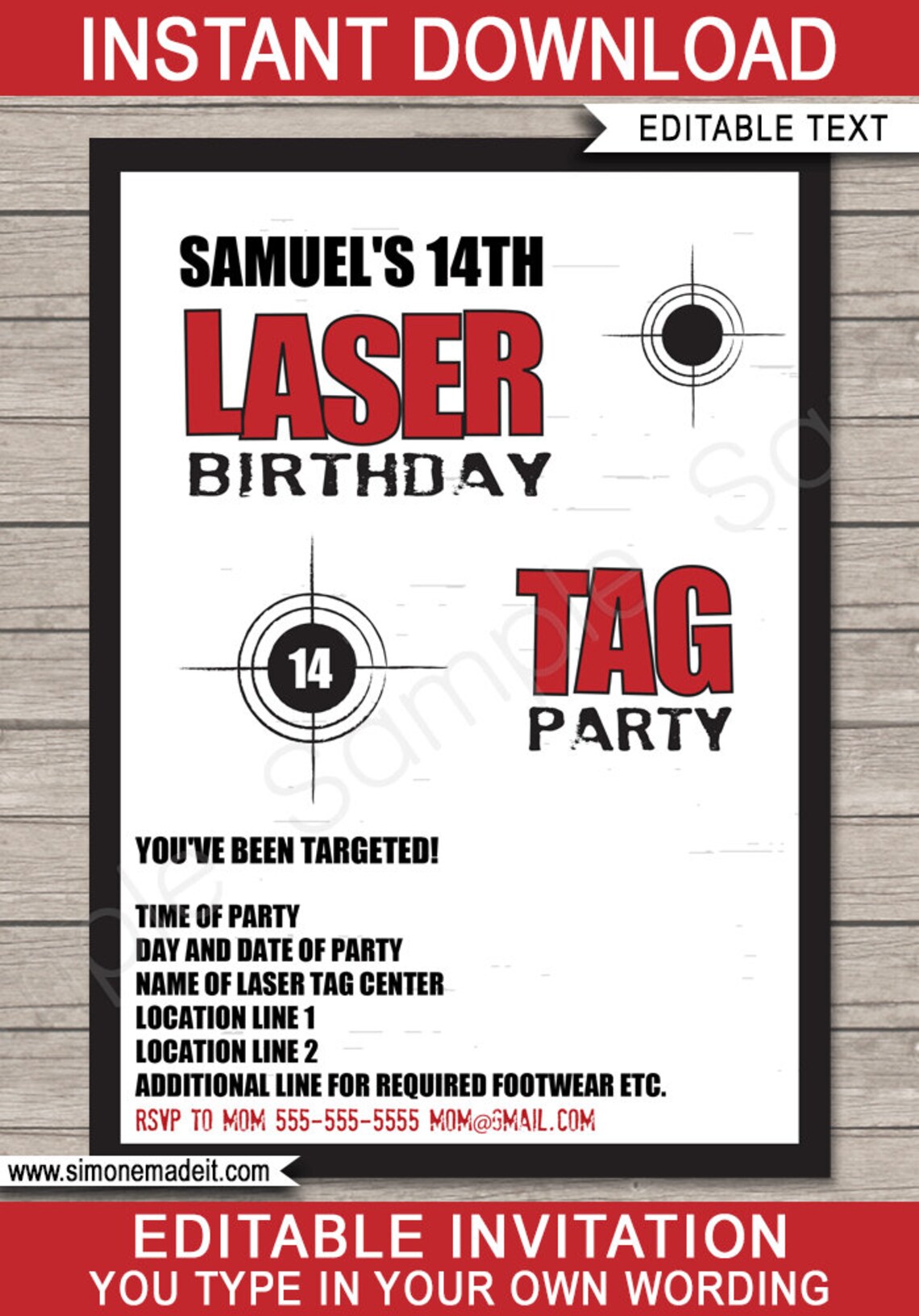 Printable Laser Tag Template Bundle Birthday Party Theme - Etsy