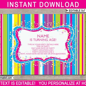 Lollipop Invitation Template DIY Printable Candyland Theme Birthday Party Invite INSTANT ...
