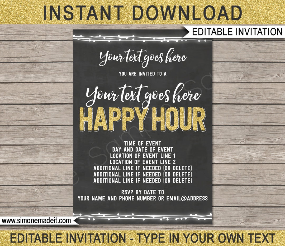 Happy Hour Invite Template Printable Drinks Flyer Invitation Happy Hour Invite Template Printable Drinks Flyer Invitation