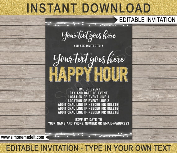 Happy Hour Invite Template - Printable Drinks Flyer Invitation ...