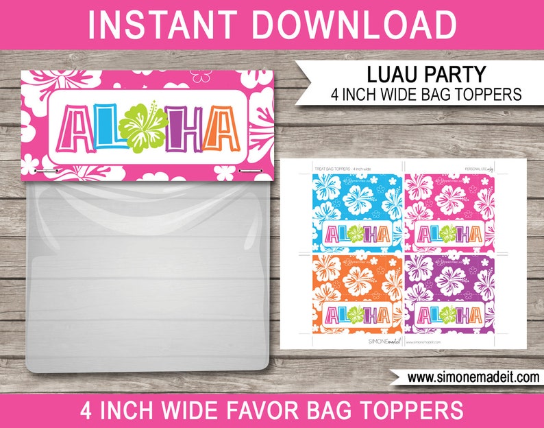 Luau Party Templates Invitation Printable Hawaiian Theme Birthday Party Decorations DIY EDITABLE TEXT image 5