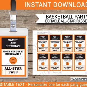 Basketball Theme Party Decorations Template Bundle Invitation Printable Birthday Package Pack Set Kit Collection EDITABLE TEXT DOWNLOAD image 5