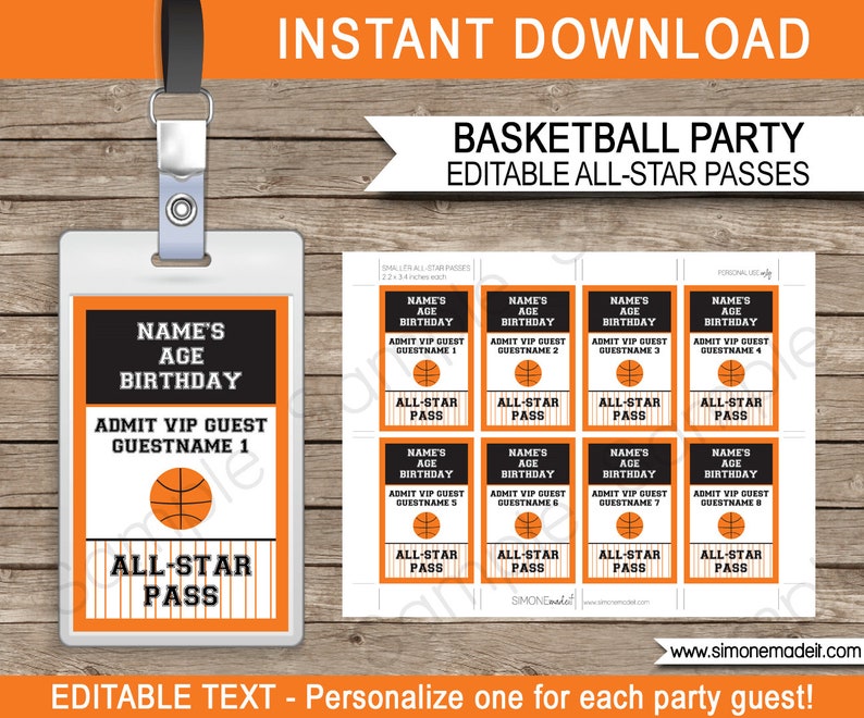 Basketball Theme Party Decorations Template Bundle Invitation Printable Birthday Package Pack Set Kit Collection EDITABLE TEXT DOWNLOAD image 5