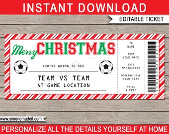 Editable Soccer Game Ticket – Christmas Gift Voucher (Digital Download)