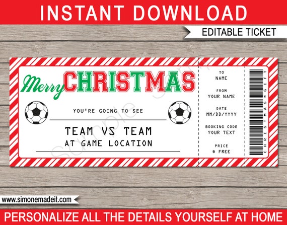 soccer game ticket christmas gift surprise soccer game ticket