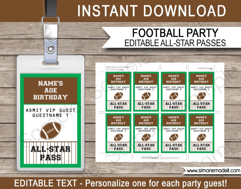 Football Party Template Bundle Invitation Printable Birthday Decoration Pack Package Kit Set Collection EDITABLE TEXT DOWNLOAD image 4