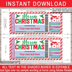 Drum Lessons Gift Voucher Template Certificate Ticket - Printable ...