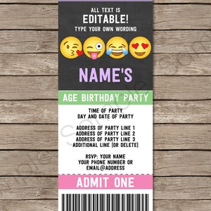 Emoji Party Template Bundle Invitation Printable Birthday Theme Decoration Package Pack Kit Set Collection Girls Emojional DOWNLOAD image 2