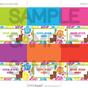 Luau Food Labels - Luau Theme Party - Buffet Tags - Placecards ...