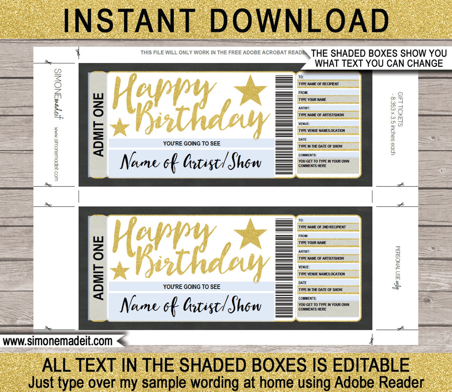 Concert Ticket Gift Template