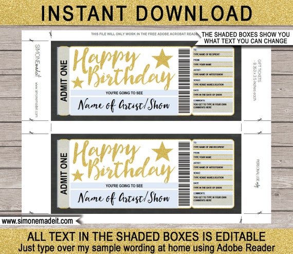 Event Ticket Editable Template  Perfect Gift for Special Occasions