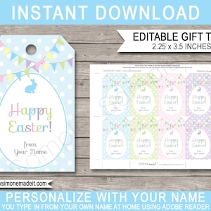 Printable Easter Tags - Easter Gift Tags - Easter Favor Tags - INSTANT DOWNLOAD with EDITABLE text - pdf template - you personalize at home